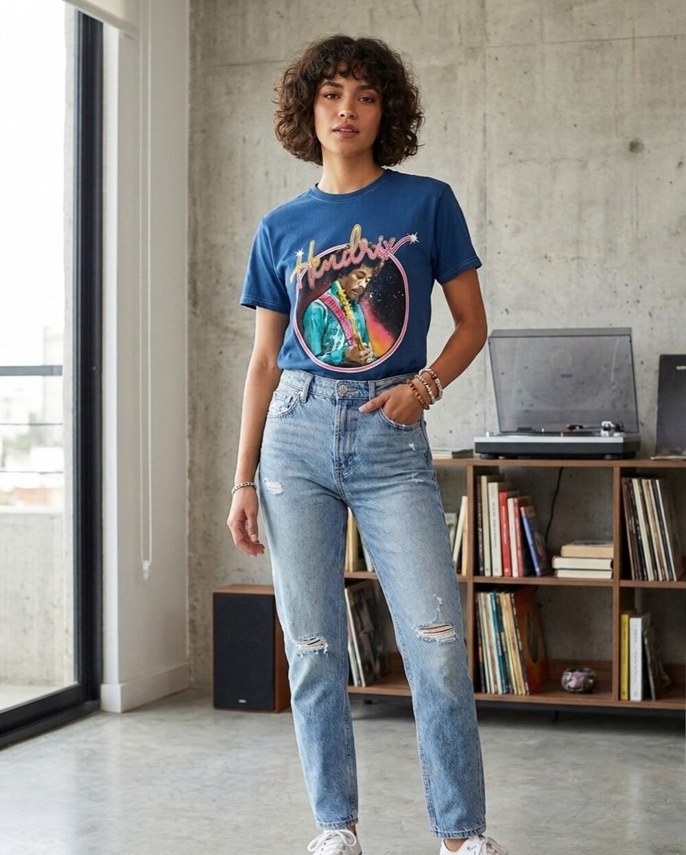 Jimi Hendrix ‘Authentic Hendrix’ Blue Metro Size Small T-shirt New